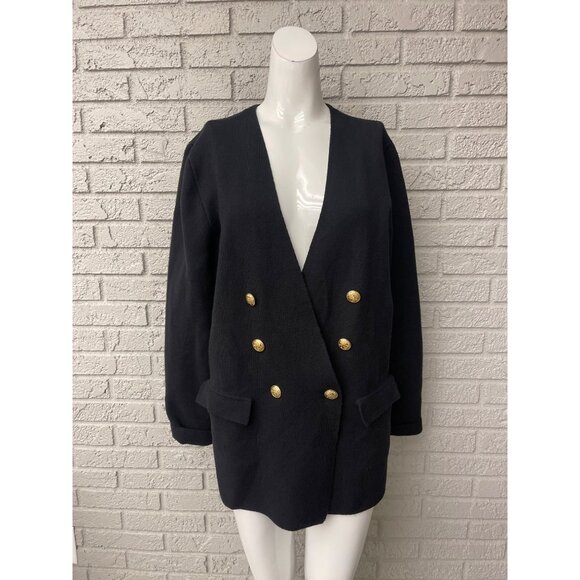 Marled Women Black Double Breasted Long Sleeve Sweater / Jacket Size L - Picture 1 of 9